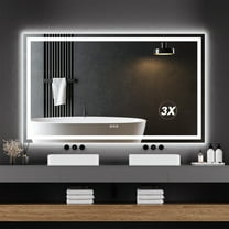 LED Bathroom Mirror 60''x 36'' with Front and Backlight, Large Dimmable Wall Mirrors with Anti-Fog, Shatter-Proof, Memory, 3 Colors, Double LED Vanity Mirror