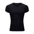 thumbnail image 4 of Dagugfen Workout Shirts for Men Ribbed V Neck Short Sleeve Tight Summer Comfy Running Sports Muscle Tops, 4 of 8