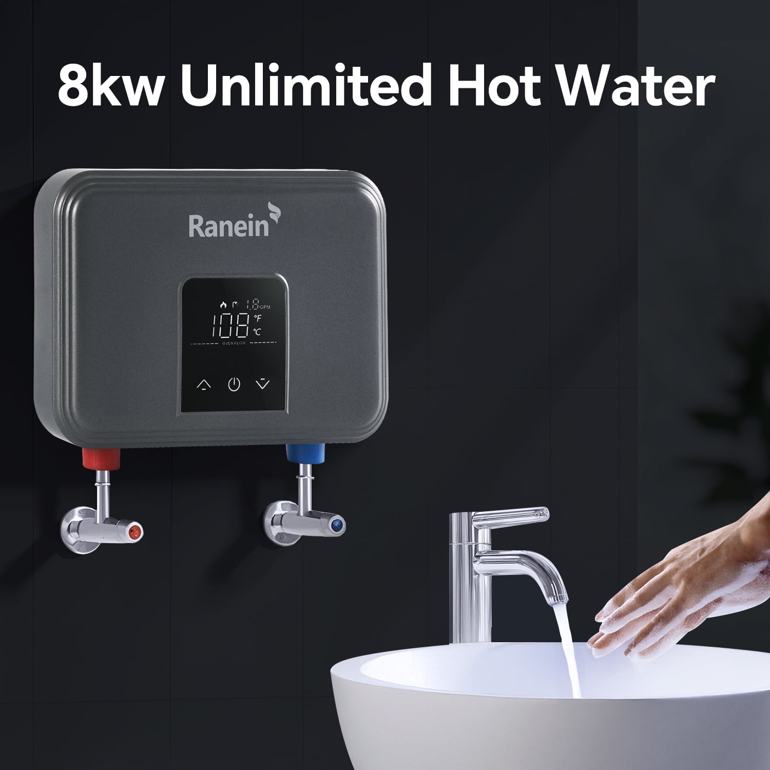8kW Tankless Electric Water Heater, 240V on Demand Instant Endless Thermostatic Water Heater