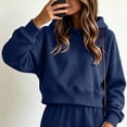 thumbnail image 3 of SZJXBUY Matching Sweatsuit Women Oversized Lounge Set Long Sleeve Hoodie and Wide Leg Pant Fall Winter Outfits Navy,L, 3 of 8