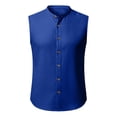 thumbnail image 5 of Horkkom Linen Shirts for Men Button Down Plain Sleeveless Shirts Basic Gym Vacation Casual Tank Top, S-3XL, 5 of 6