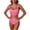 Pink, variant on Ynynloco Women's Tie Shoulder Bikini Sets 2 Piece Striped Swimsuits High Waisted Bathing Suits