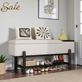 thumbnail image 2 of GZXS 47.24" Entryway Shoe Bench with Flip Top and Hidden Storage, Modern Upholstered Bench with Open Shelf and Black Rubber Wood Legs, for Living Room, Bedroom, Hallway, 2 of 10