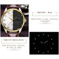thumbnail image 3 of Pareja de San Valentín Relojes de cuarzo Calendario luminoso Ventana de fecha 3ATM Impermeable, Casual Acero inoxidable Reloj de pulsera para él y ella para hombres Mujeres Amantes Boda Regalos románticos Juego de 2 Esfera blanca y bisel dorado y correa marrón retro, 3 of 5