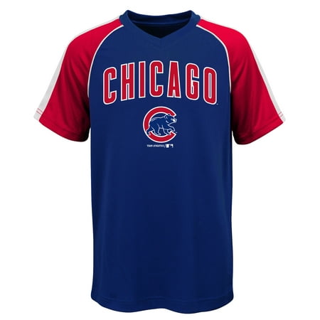 MLB Chicago CUBS TEE Short Sleeve Boys Fashion Jersey Tee 100% Polyester Pin Dot Mesh Jersey Team Tee 4-18