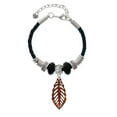 thumbnail image 2 of Delight Jewelry Acrylic Medium Leaf Pearly Brown Big Sister Celtic Knot Leather Bead Bracelet, 7"+2" Extender, 2 of 4