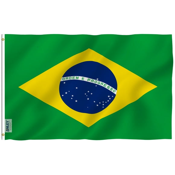 Anley [Fly Breeze 3x5 Foot Brazil Flag - Vivid Color and UV Fade Resistant - Canvas Header and Double Stitched - Brazilian National Flags Polyester with Brass Grommets 3 X 5 Ft