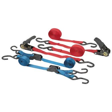 - 400/500 lb. Capacity Cam Buckle And Ratcheting Tie Down 4 Pc Assortment