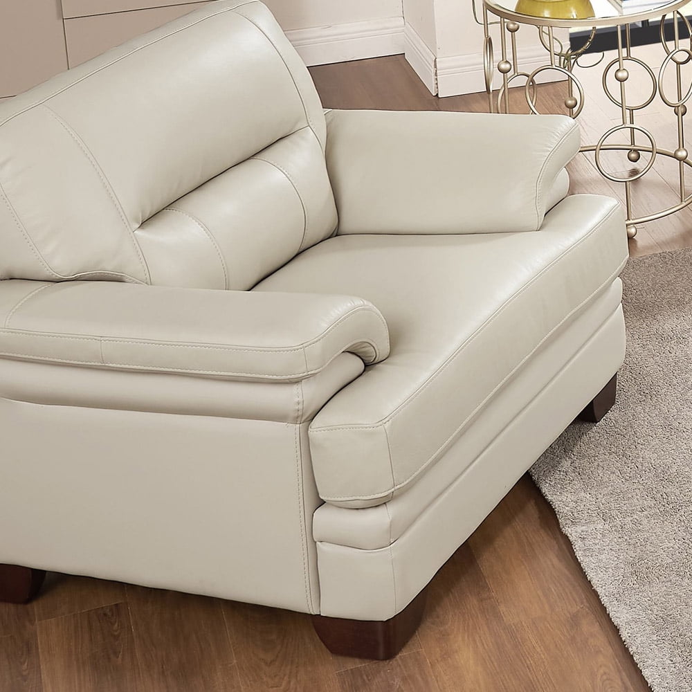 Hydeline Luxor Top Grain Leather Armchair Vanilla White with Tapered Legs Memory Foam and Springs Seating