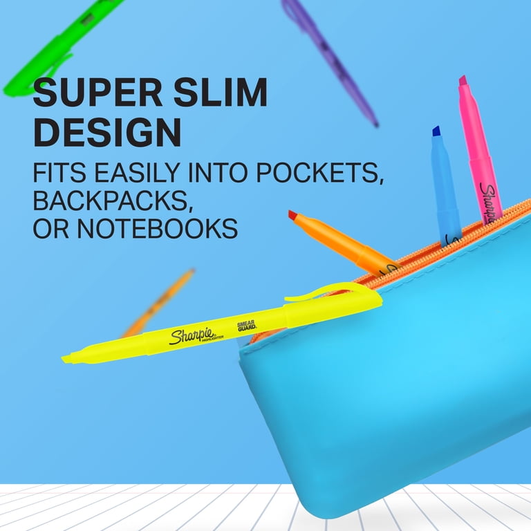 Sharpie Pocket Style Highlighters, 4-Pack, Chisel Tip, Assorted