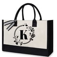 thumbnail image 2 of Fashion Canvas Handbag for Women Letter Flowers Printed Hit Color Portable, 2 of 6