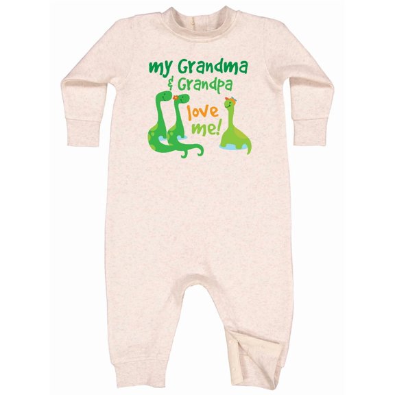 Inktastic Grandma Grandpa Love Me Dinosaurs Baby Fleece Romper