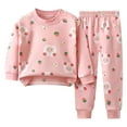 thumbnail image 1 of WEIYLL Pyjamas pour Filles Été Imprimé Manches Longues Col Rond sous-Vêtements Pur Chaud Taille Élastique Pantalon Ensemble de Nuit 2 Pcs, 1 of 3