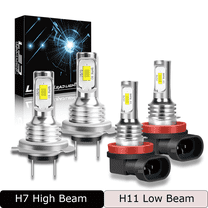 WVKVII H7 H11 Headlight Bulbs for Kia Soul 2012 2013 High&Low Beam 55W 5000LM 6000K Pack of 4