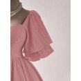 thumbnail image 5 of Plus Size Elegant Solid Color Waist Cinched Dress, Summer, 5 of 10