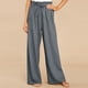 thumbnail image 2 of Pantalones Largos de Pierna Ancha Informales de Algodón Sólido Con Cordón de Lino Y Cintura Elástica Para Mujer Odeerbi  ODB-6, 2 of 9