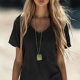 thumbnail image 3 of qucoqpe Plus Size Summer Linen Mini Dress for Women Fashion Casual Solid Color Short Sleeve V-Neck Loose Fit Flowy Dress, 3 of 6