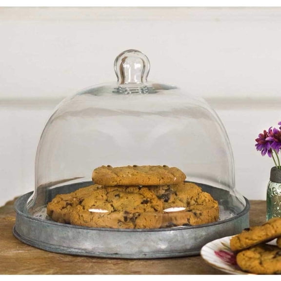 Medium Glass Dessert Cloche with Steel Base – Cake Cover & Pastry Display Stand