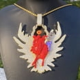 thumbnail image 3 of DUBSS Pendentif Collier Aile Flèche Orgue Sanguin Glacé Colgante Rompecorazones Oro Blanc Hip-Hop Bijoux, 3 of 4