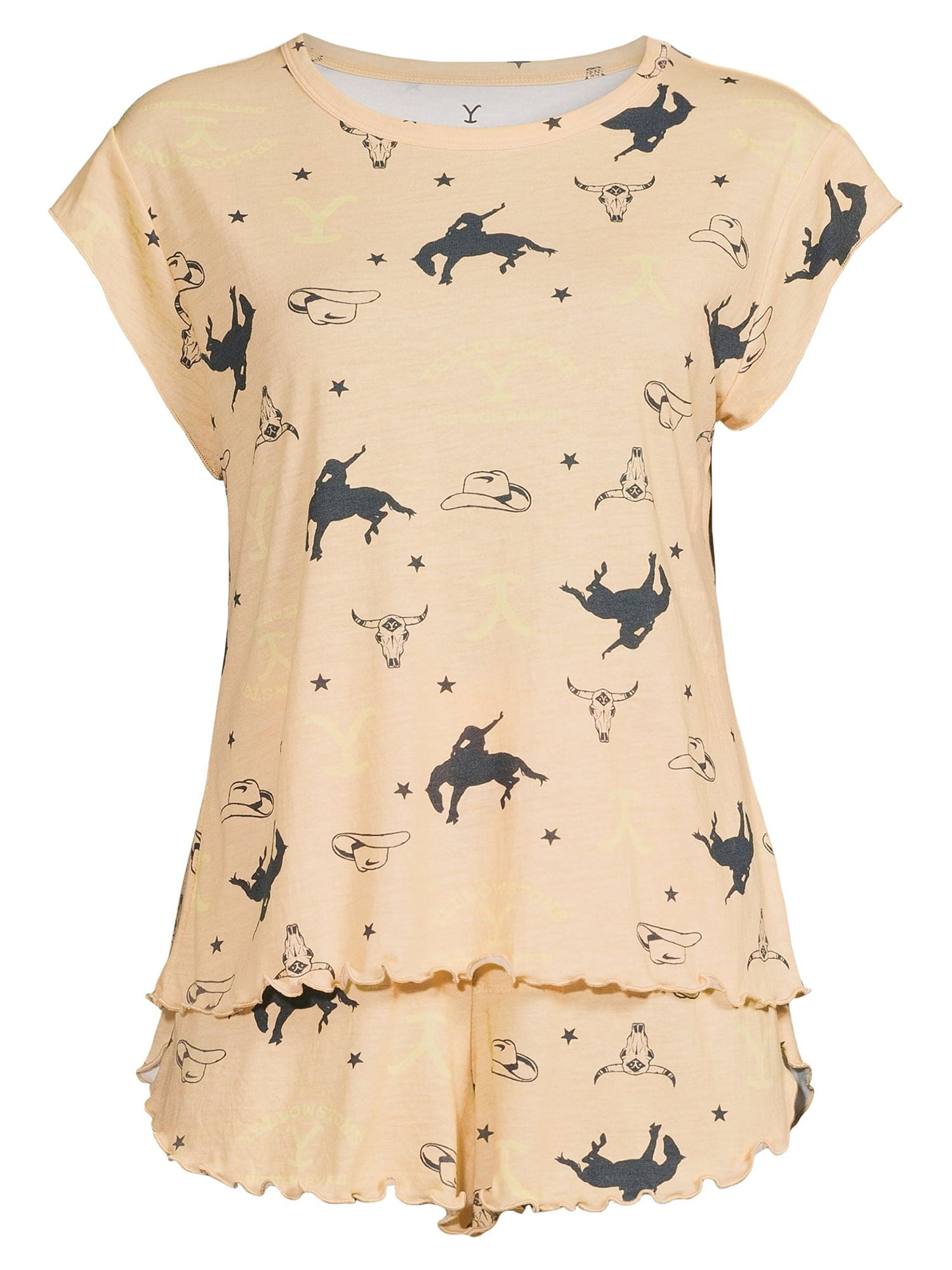 Paramount Women's and Women's Plus Yellowstone Top and Shorts Pajama Set, 3-Piece