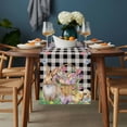 thumbnail image 2 of Easter Bunny Table Runner - 48 Inch Long, Kitchen Dining Table Runner Dresser Scarves, Spring Easter Eggs Floral Black White Check Farmhouse Decor for Coffee Tables Wedding Party Banquet, 2 of 8