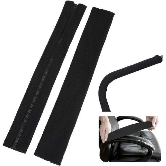 Zipper Chair Slipcover,Office Seat Hand Rest Protector,Black Water Resistant Chair Arm Rest Covers with Zipper,Durable Chair Armrest Covers for Home,Office
