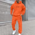 thumbnail image 6 of NEW YORK Men's Winter 2-Piece Sweatsuit, Solid Color Casual Sports Hoodie and Jogger Pants, Warm Fleece Lounge Set For Cold Weather Indoor Outdoor,Orange,L, 6 of 6