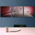 thumbnail image 3 of IDEA4WALL 3 Pieces Modern Canvas Wall Art Illusion Birds Stand on Branches in Red Space Canvas Prints for Home Wall Decor - 16"x16"x3 Panels, 3 of 5