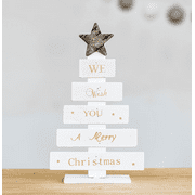 Yewang Creative wooden Christmas tree decorations, tabletop decoration props, Christmas gifts (white)
