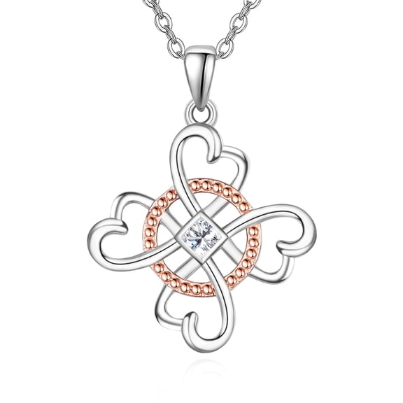 TANGPOET Four Leaf Clover Necklace 925 Sterling Silver Celtic Knot Pendant Necklace Irish Jewelry Birthday Anniversary everyday Gifts for Women