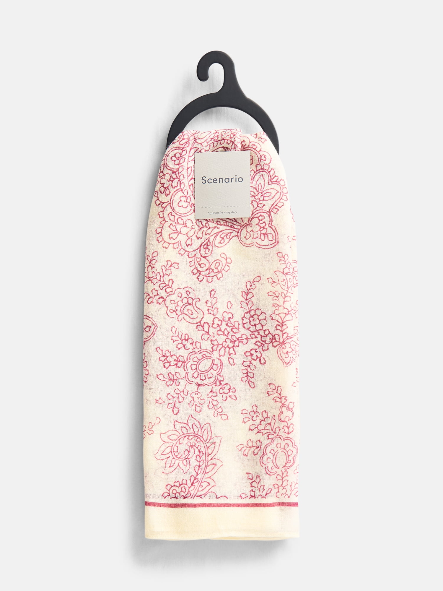 Scenario Women's Woven Oblong Printed Scarf, White