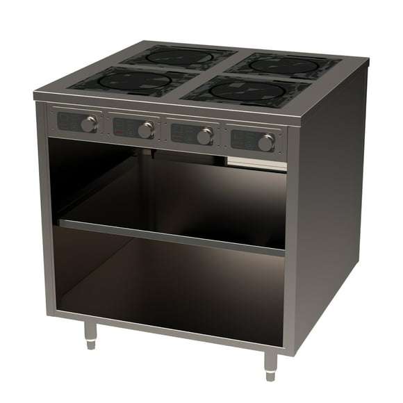 Spring USA BOH-2600 36" Cooking Cart w/ (4) Induction Stove, Silver