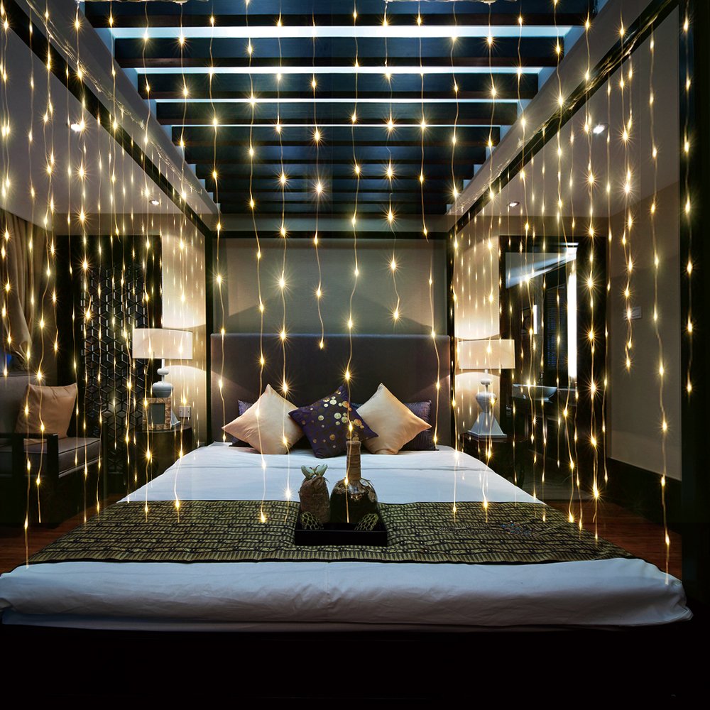 300pcs Led Curtain Icicle String Lights Remote Control Waterproof