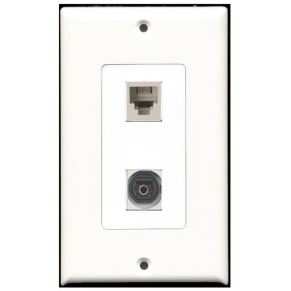 Ultra Spec Cables 1 Port Phone RJ11 RJ12 1 Port Toslink SPDIF Type Female F/F Wall Plate