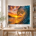 thumbnail image 5 of Curling Ocean Wave With Sunset and Dramatic Clouds, Dramatic Coastal for Beach Lovers, Tropical Ocean Art, Housewarming Gift Tapestry Wall Hanging for Bedroom and Living Room, 5 of 7