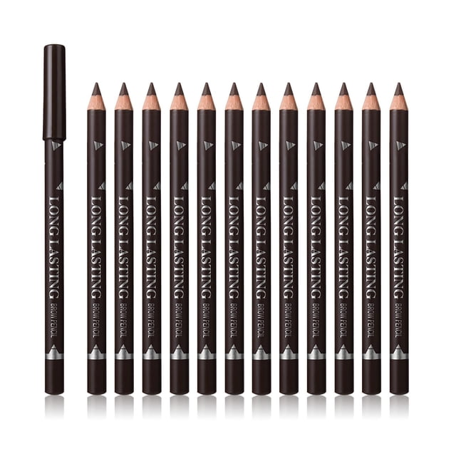 SUMEITANG 12 Uds lápiz de cejas marrón oscuro delineador de ojos maquillaje