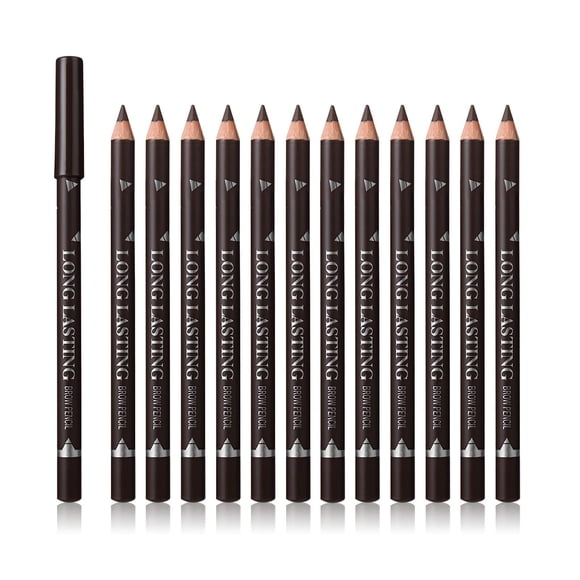 SUMEITANG 12 Uds lápiz de cejas marrón oscuro delineador de ojos maquillaje