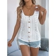 thumbnail image 4 of Dycnvjo Women Knit Sweater Vest Tops Y2k Button Front V-Neck Sleeveless Crochet Going Out Tank Top Streetwear White XL, 4 of 7