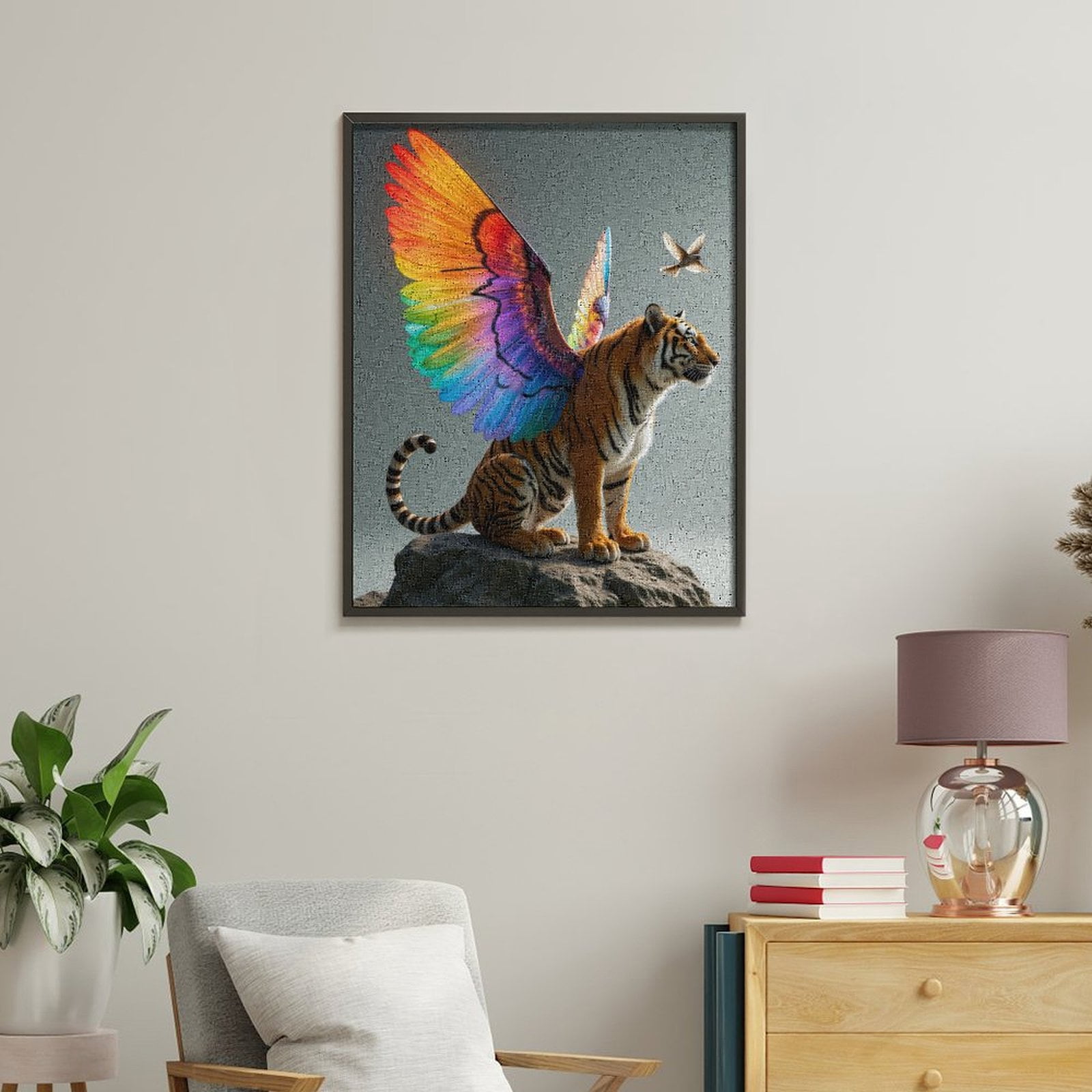 Paint By Numbers Kit for Adults Beginner - Tiger Rainbow Wings Rock Bird DIY Canvas Painting Kits for Adults, Frameless Paint By Number for Adults for Home Wall Decor 16x20 Inch