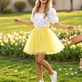 thumbnail image 4 of Tutu for Women Adults 5 Layered Tulle Skirt Halloween Tutu Skirts for Women 80S Tutu Adult Tutus Fluffy Skirt Running Yellow, 4 of 7