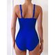 thumbnail image 5 of Traje de Baño de una Pieza para Mujer, con Control de Abdomen, Fruncido, con Recortes y Aros en U Azul S, 5 of 7
