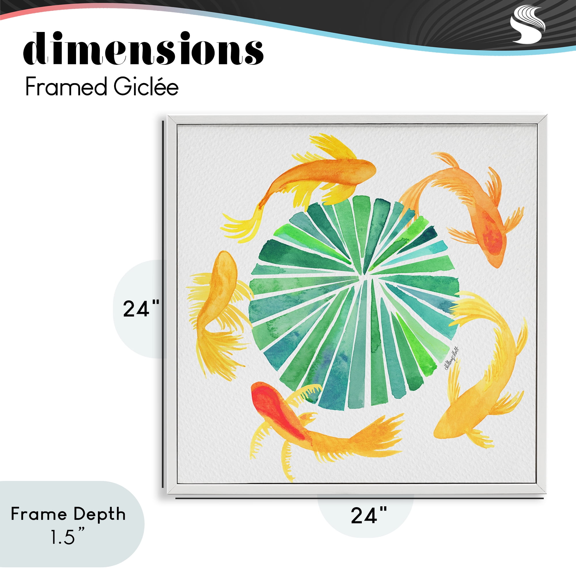 Stupell Industries Lotus Garden Orbital Fish White Framed Giclee Art, design by Hillary Holt