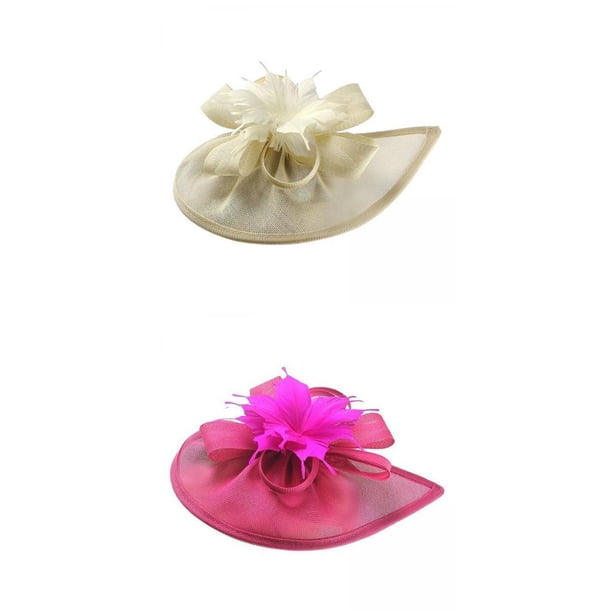 Sombrero de malla para mujer BLESIY 2 piezas Beige Rosa Rojo