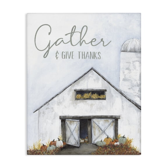 Stupell Industries French Country Gather & Give Thanks Autumn Barn Canvas Art, 30 x 40, by Soulspeak & Sawdust