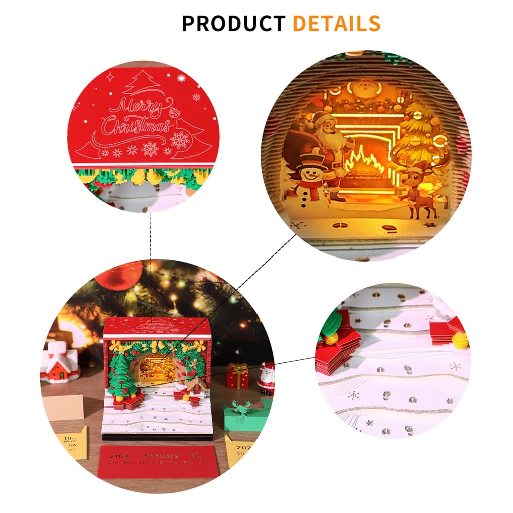 Zeiwohndc 2026 Holiday Themed Desktop Calendar Interactive 3D Art LED