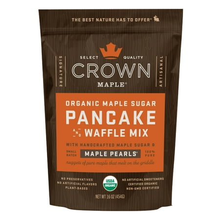 Crown Maple Organic Maple Sugar Pancake Mix with Handcrafted Maple Sugar and Small-Batch Maple Pearls 16 oz