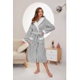 thumbnail image 2 of HEARTNICE Fleece Hooded Robes for Women, Soft Long Plush Fluffy Bathrobes Thicker,(Light Grey,L-XL), 2 of 5