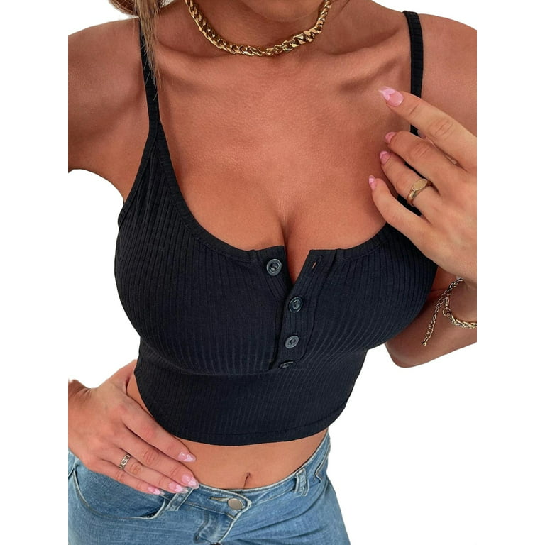 Fashion (e White Black)knitted Camis For Woman Tops For Women Stripes Crop  Tops Built In Bra Spaghetti Strap Camisole Female Tank 2022 Droppshipping  WEF