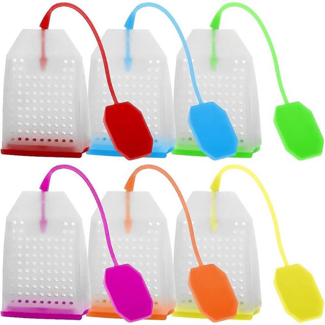 6 paquetes de 6 bolsas de filtro de té de silicona, esterilizador reutilizable con 6 colores