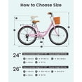 thumbnail image 7 of MOPHOTO 26'' 7 Speed Beach Cruiser Bike Bicycle for Women with Basket & Lock, Lightweight Step Through City Bikes, Commuter Bicycle for Adults Ladies, 7 of 7